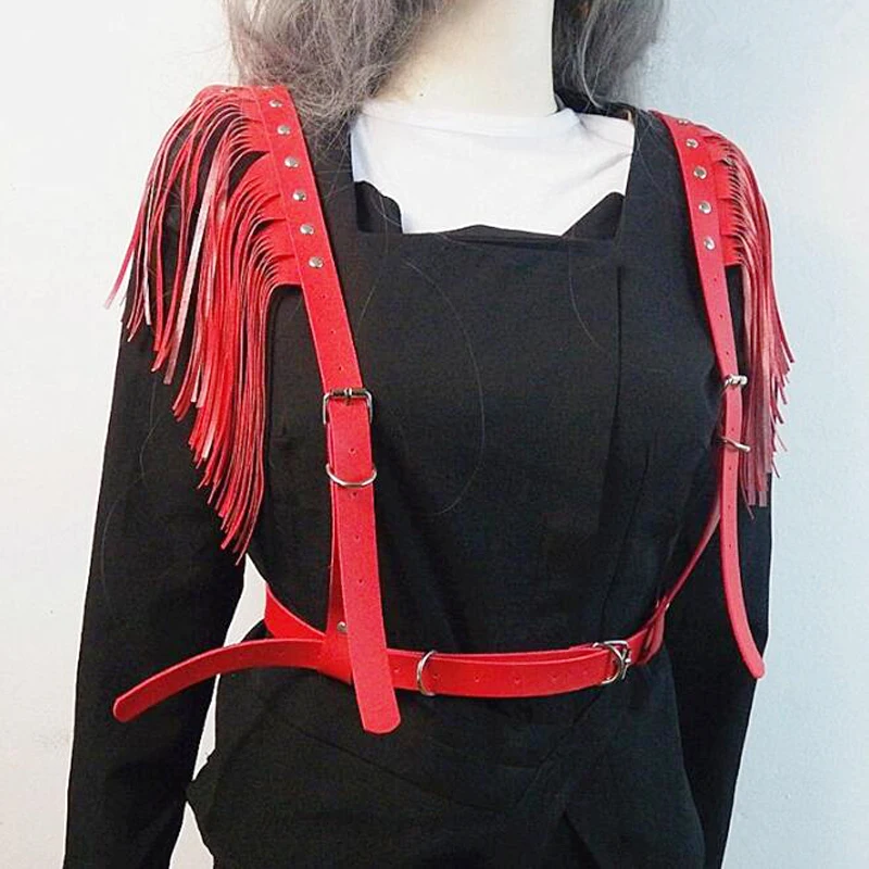 Новые пикантные Для женщин Панк Полые Harajuku кожаные ремни сбруя бондаж для тела клетка скульптурирущий бюстье-корсет с кисточками пояс для подтяжек