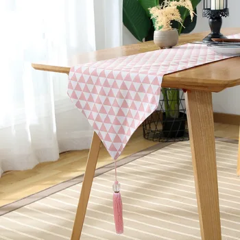 

American simple tri-angle table runner geometric pink small tablecloth home table decoration cover tea table mat bed runner