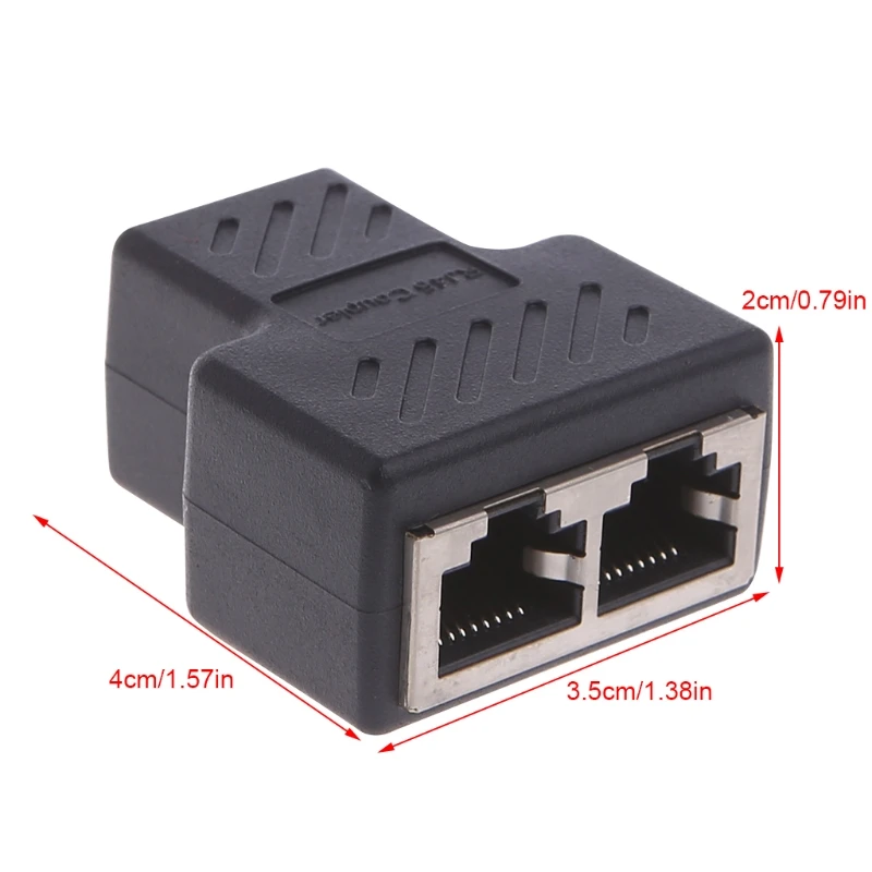 1 To 2 Ways LAN Ethernet Network Cable RJ45 Female Splitter Connector Adapter For Laptop Docking 5