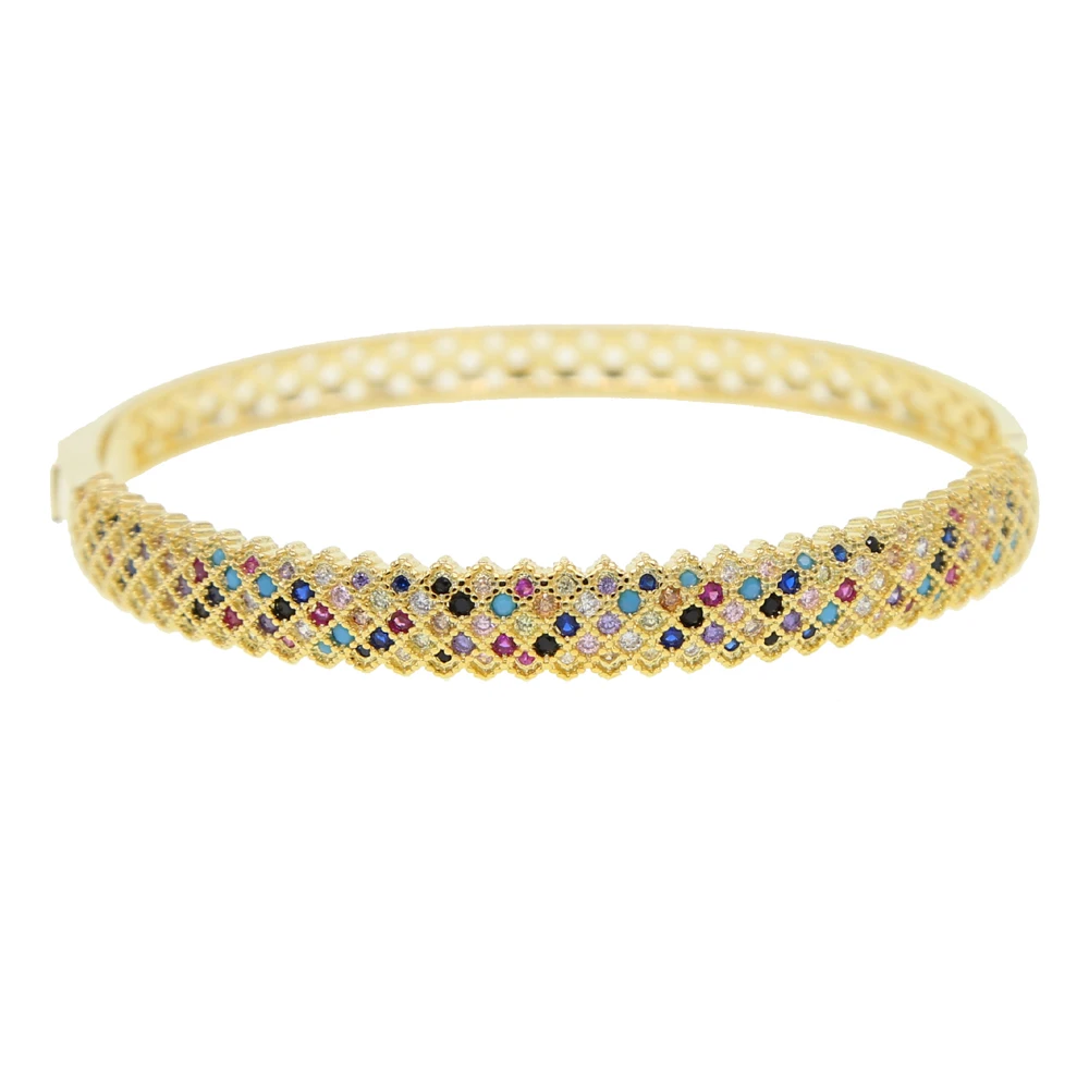 

GOLD filled fashion trendy bracelet micro pave colorful cz engagement band 2019 lastest new design jewelry rainbow CZ bracelet