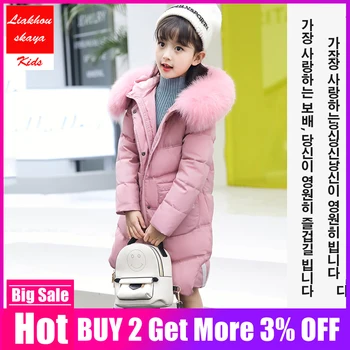 

2019 Fashion -30 Degrees Long Children's Winter Jacket Warm Coat Cotton-padded Clothes Park for A Girl Lively Winter Outerwear
