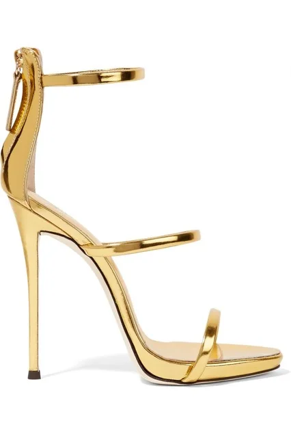 metallic gold strappy heels