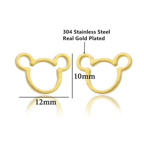 Chandler Hot 316L Stainless Steel Mickey Earrings For Children Kids Mouse Jewelry Cute Lovely Animal Black Rose Color Bronics