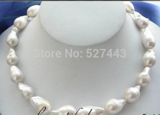 

Wholesale fast 17" 25mm white drip baroque keshi reborn pearl necklace AAA