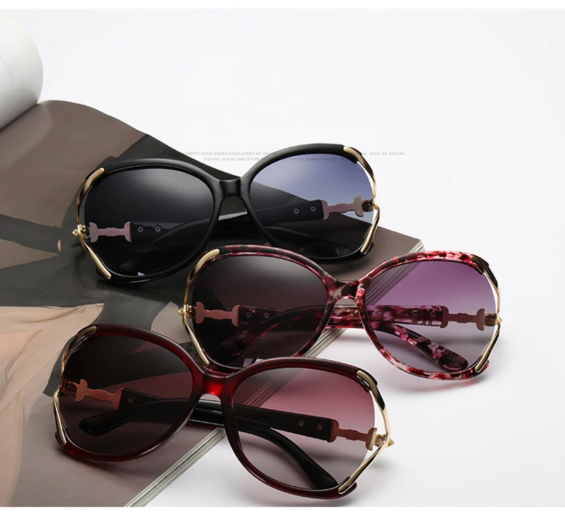 Роскошные брендовые дизайнерские солнцезащитные очки для женщин, большие негабаритные женские поляризованные солнцезащитные очки с градиентом, женские модные очки с цветочным рисунком