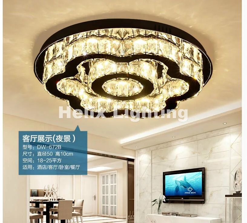 

Free Shipping Art decration D50cm 90-265V Modern Hot Sale Floral Style Design LED Crystal Ceiling Lamp Luster LED Crystal Lights