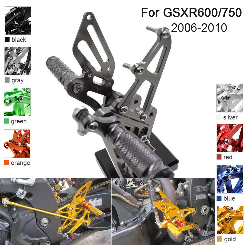 

CNC Aluminum Adjustable Rearsets Foot Pegs For Suzuki GSXR600 GSXR750 GSXR 600 750 2006 2007 2008 2009 2010