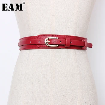 

[EAM] 2020 New Spring Autumn Pu Leather Black Buckle Split Joint Personality Long Belt Women Fashion Tide All-match JR936