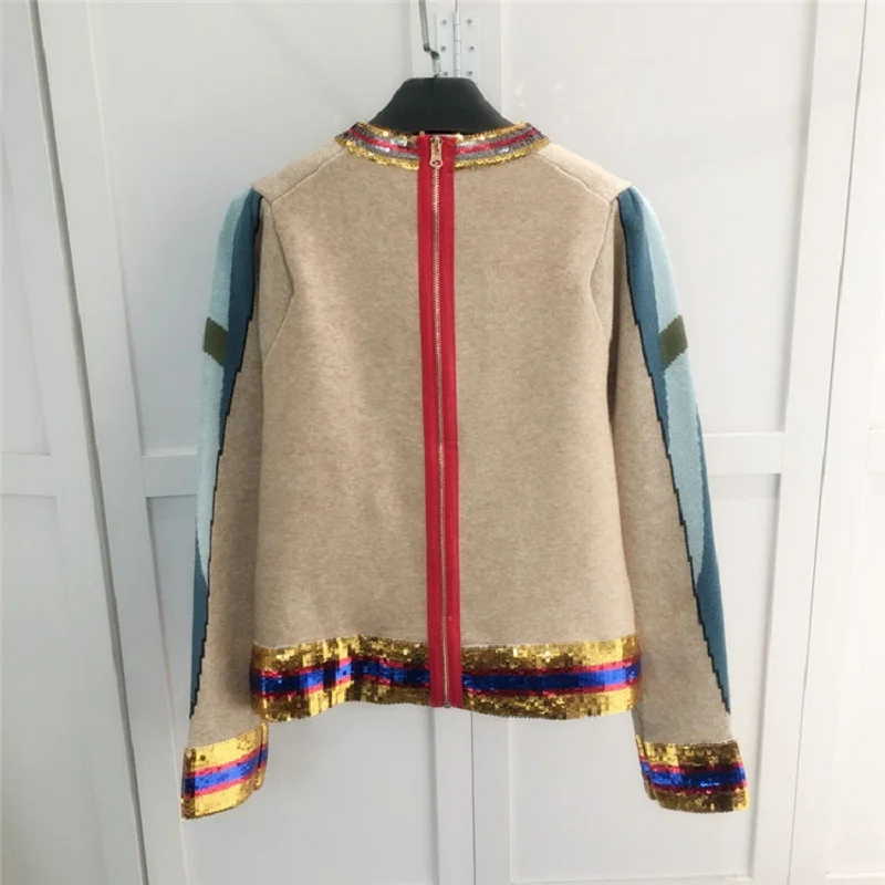 Подиумный дизайнерский женский свитер с блестками, украшенные вязанные джемперы с рукавом, Осень-зима, шикарные свитера и пуловеры, одежда