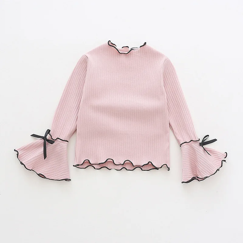 Блузки для маленьких девочек от 1 до 6 лет, осенняя одежда для маленьких детей модная детская одежда школьная рубашка для девочек хлопковая детская блуза с бантом