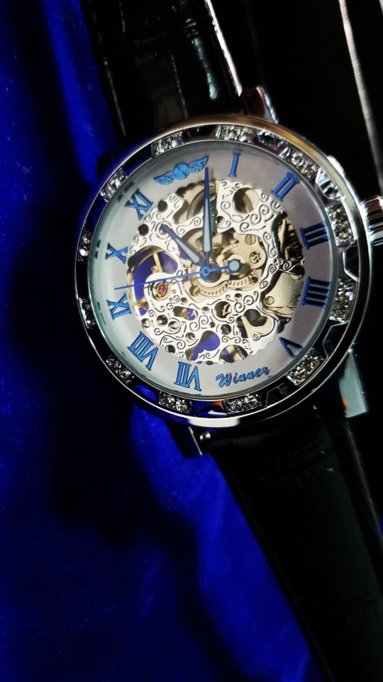Победитель Черный Золотой Ретро светящиеся руки мода алмаз дисплей мужские механические скелет наручные часы лучший бренд роскошные часы