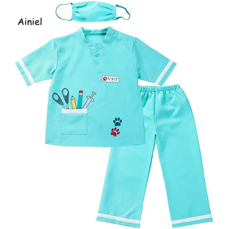 

Ainiel Doctor Costumes Girls Nurse Cosplay Fancy Dress Kids Professional Mediciner Dress-up Clothing for Career Role Play Party