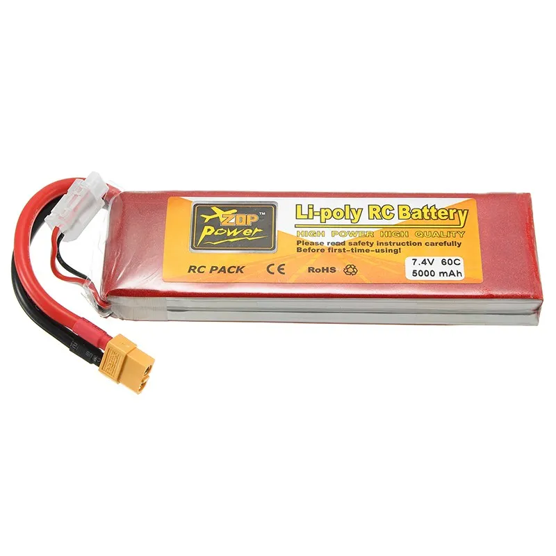

ZOP Power 7.4V 5000mAh 60C 2S Rechargeable Li-po Battery XT60 Plug For RC Helicopter Model Toys