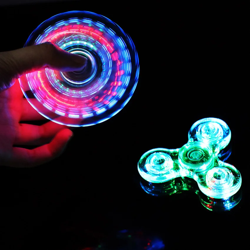 

Crysta LED Light Fidgets Spinner Finger Plastic EDC Hand Spinner for Autism and ADHD Relief Focus Anxiety Stress Spiner Toys
