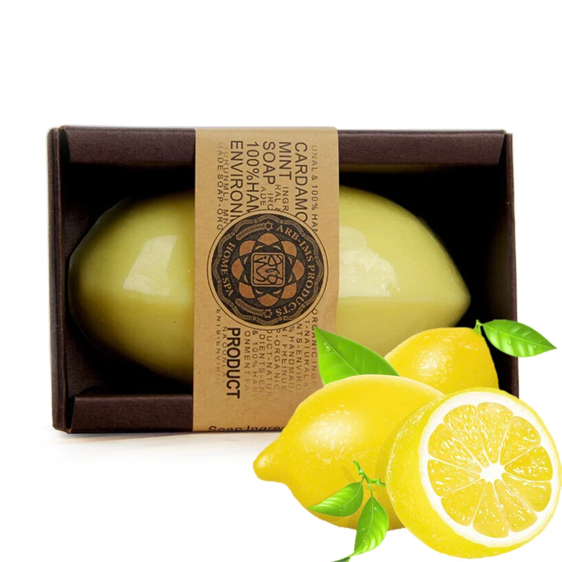 

100% HandMade Natural Essential Oil Lemon Handmade Soap Face Care Whitening Oil Control Facial Cleaning Soaps Skin Care