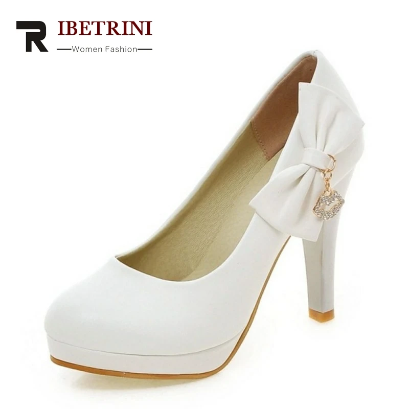 

RIBETRINI Brand Design New Bowtie Crystal Lips Spike High Heel Shoes Women Elegant Woman Pumps Wedding Party Shoes