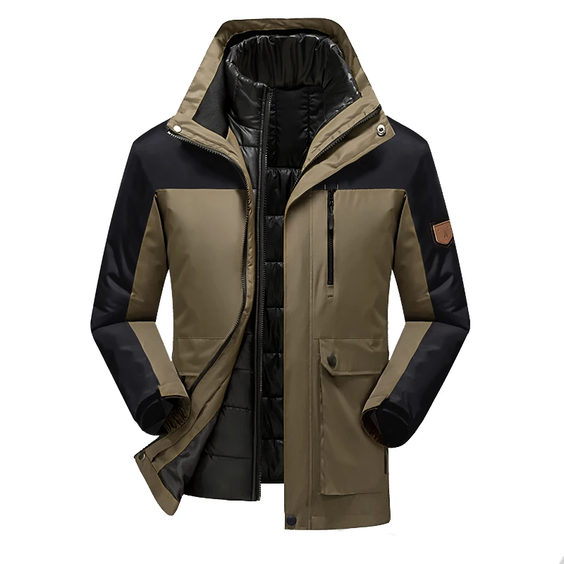 2016 Winter Mens Thermal Waterproof 3 in 1 Outdoor Hiking Jacket Windproof Over size Camping Outdoor Sport Coat Windbreaker