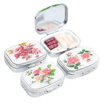 

High Quality Alloy Silver Tablet Pill Boxes Holder Small Case Silver Tablet Pill Boxes Container Pill Medicine Case 55*55mm