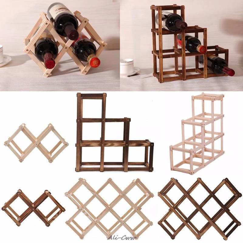 

Wooden Red Wine Rack 3/6/10 Bottle Mount Kitchen Holder Exhibition Organizer