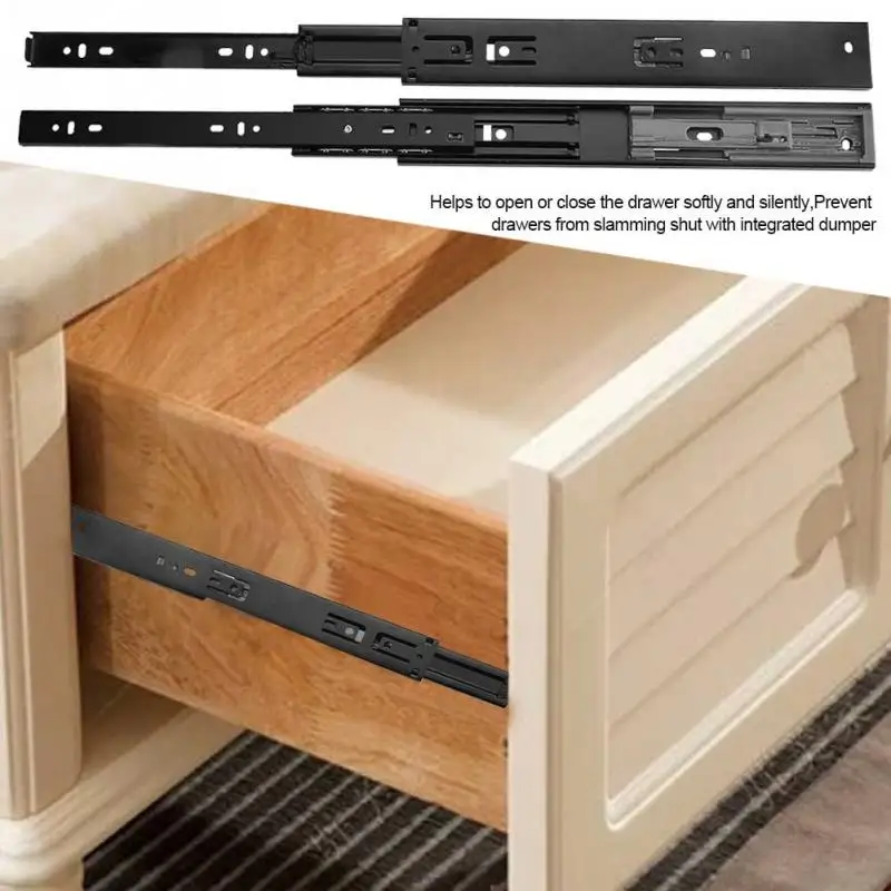 

2Pcs/Lot Damping Drawer Slides Guide Slide Full Extension Wardrobe Drawer Slide Home Kitchen Cupboard Drawer Hardware Accessory