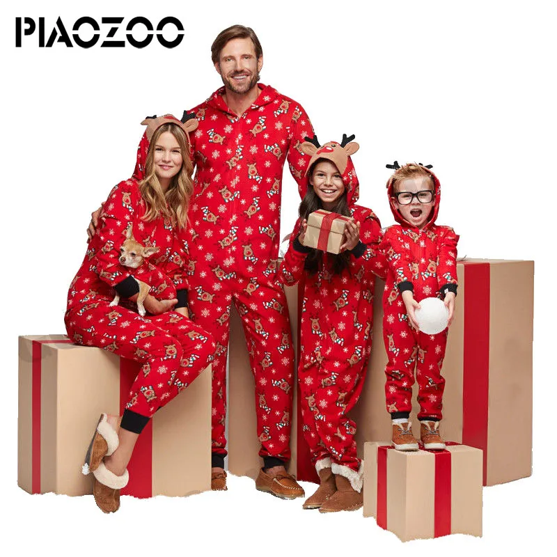 

Winter Pyjamas family christmas pajamas set kids Hooded Pajama Unisex Homewear comfortable adult Sleepwear Hooded Onsie P20
