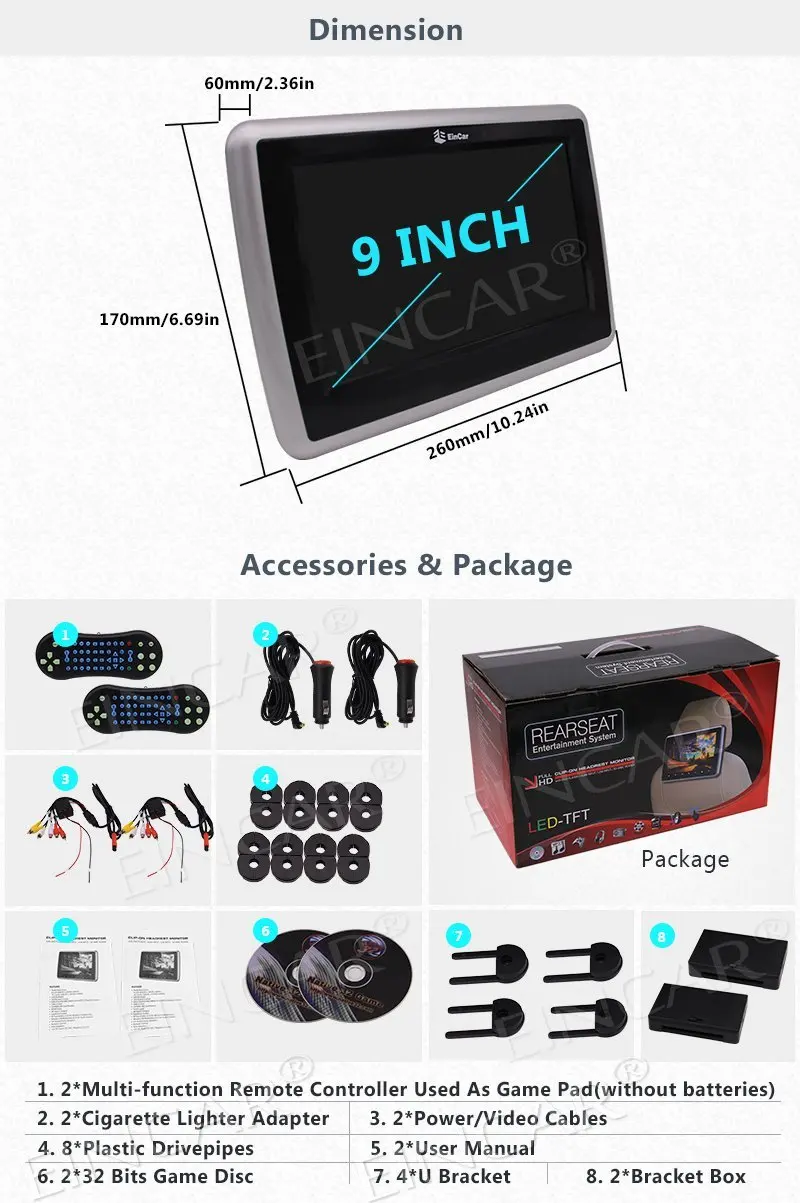 Discount Eincar Pair Of 9Inch Headrests DVD Player Car DVD Headrest Monitor Backseat DVD/CD/USB Player with Remote Control Support Multi- 2 Discount Eincar Pair Of 9Inch Headrests DVD Player Car DVD Headrest Monitor Backseat DVD/CD/USB Player with Remote Control Support Multi- 2