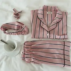 RUGOD Лето 2018 Новая мода женские пижамы с отложным воротником пижамы 2 предмета Комплект рубашка + шорты полосатый Повседневный пижамный