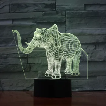 

Elephant LED Night Light 3D Illusion 7 Color Changing Decorative Light Child Kids Gift Animals Elephant Desk Night Lamp Bedside