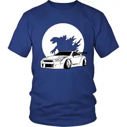 Для мужчин футболки Летний Стиль Мода Swag Для мужчин Лидер продаж японских автомобилей поклонников GTR Годзилла Skyline R35 jdm-тюнер футболка