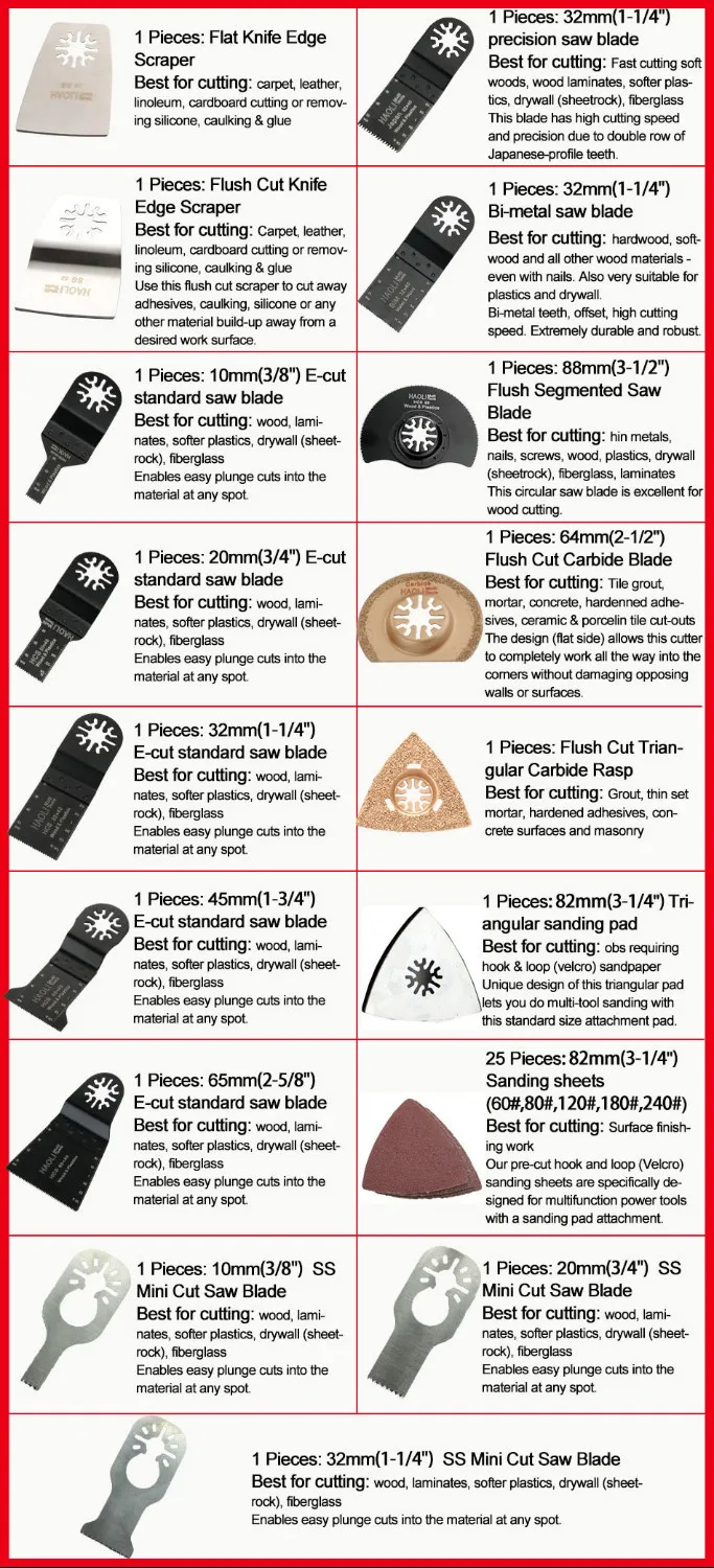 Купить 41 шт./компл. осциллирующий инструмент пилы подходят для ...