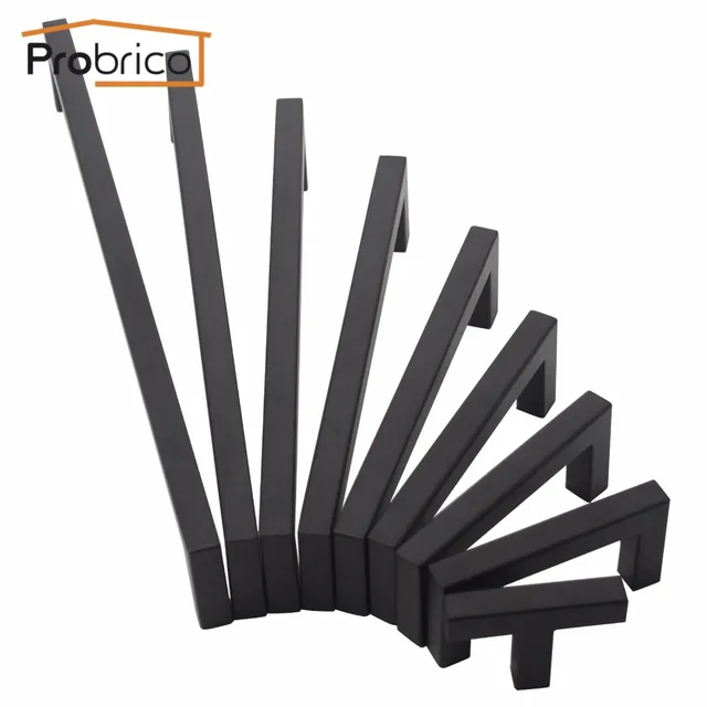Special Price Probrico Black Cabinet Handle 10mm*10mm Square Bar Stainless Steel Kitchen Door Knob Furniture Drawer Pull CC 64mm~320mm Special Price Probrico Black Cabinet Handle 10mm*10mm Square Bar Stainless Steel Kitchen Door Knob Furniture Drawer Pull CC 64mm~320mm