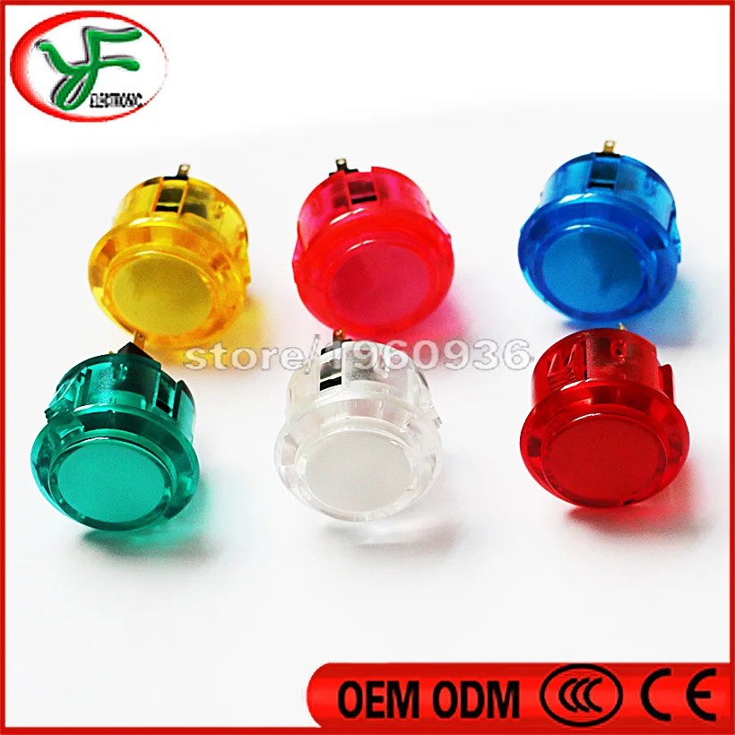 10pcs Acrylic Crystal Push Buttons 30mm 24mm Arcade Button With Micro Switch Replace Sanwa Obsc