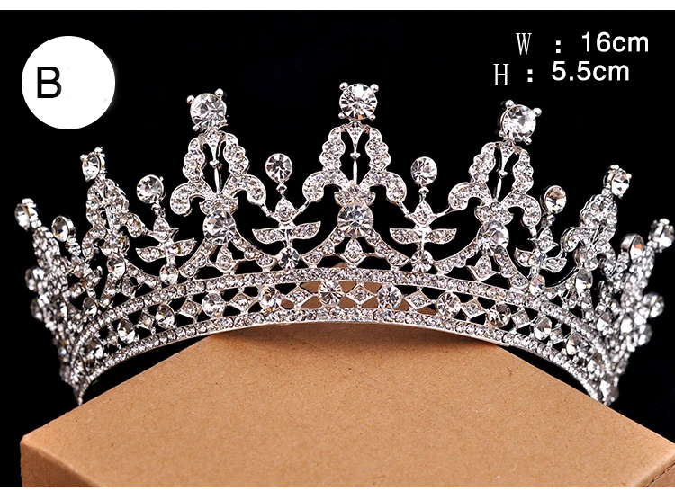 Europeu Do Vintage Joias de Prata Noiva Quinceanera Coroas De Cristal Strass Tiaras Pageant acessorios Do Cabelo Do Casamento Acessórios Para Noivas (1)