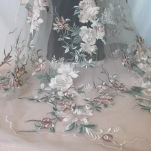 Светильник зеленый/розовый Цветочный вышитый Тюлевая сетчатая кружевная ткань для фона, свадебное платье, свадебная вуаль
