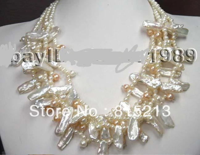 

N794 wonderful multi strand luster BiWa pearl necklace N Discount NEW