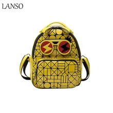 Lanso новые рюкзак значок Женские кожаные модные сумки лазерной решетки геометрический рюкзак для девочек-подростков школьные рюкзаки