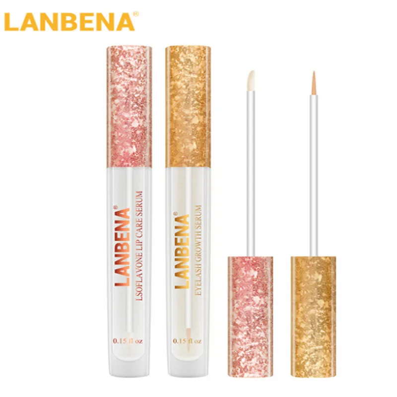 

2PCS LANBENA Lsoflavone Lip Care Serum Lip Plumper Lip Mask+ Eyelash Growth Eye Serum 7 Day Eyelash Enhancer Longer Fuller