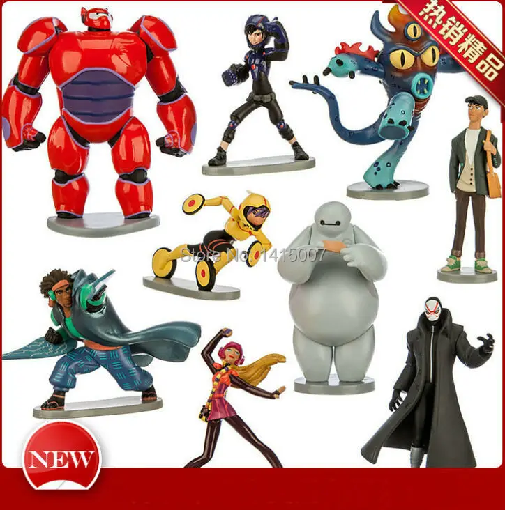 

FREE SHIPPING Animation Cartoon Cool ! 6x Big Hero 6 Hiro/Baymax/Go Go/Wasabi No Ginger 4cm-11cm PVC Figures Toy Set Loose