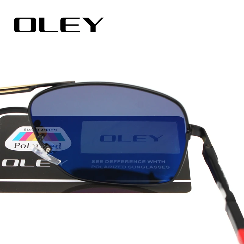 Мужские солнцезащитные очки OLEY черные поляризационные для вождения с логотипом