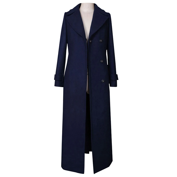 Модная ультра длинная Женская Зимняя шерстяная куртка, большие размеры s-xxl женская удлиненная куртка