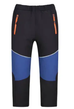 Black Blue Детские зимние новые треккинговые флисовые штаны для мальчиков и девочек Детские флисовые лыжные брюки водонепроницаемые теплые походные - Цвет: Black Blue