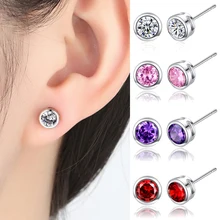 Крошечные Круглые Хрустальные циркониевые серьги-гвоздики для женщин подходят модные серьги на день рождения простые лучшие ювелирные изделия