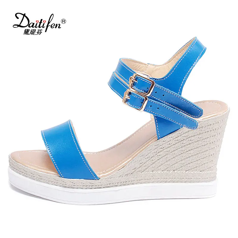 Daitifen Woman Wedges Platform Sandals High Heels Elegant Buckle Strap
