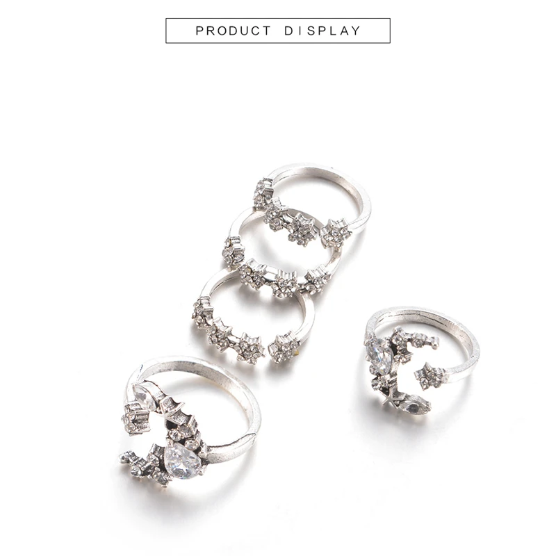 Antique Silver Geometric Finger Joint Ring JOOPZY