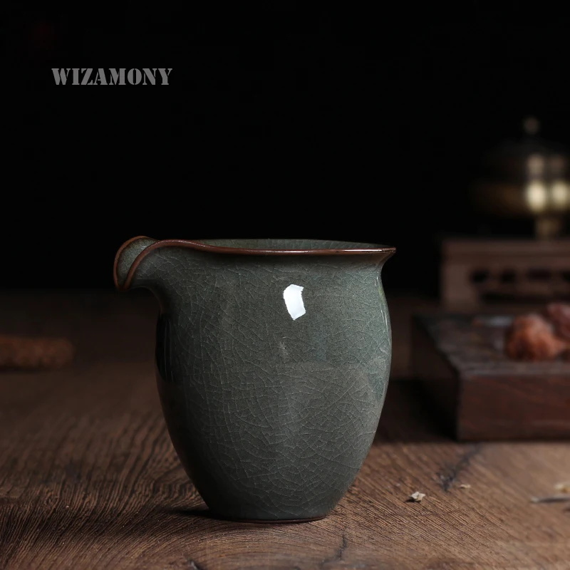 

1pcs Chinese Longquan Celadon Ge Kiln Glaze Iron Body Handmade Fair Mug 210ml Cha Hai Teapot Points of Tea ware Kung Fu Tea Set