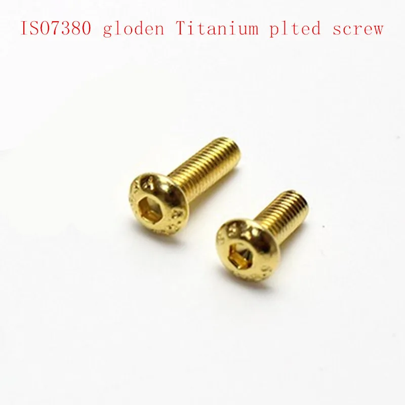 

10Pcs G12.9 iso7380 steel with Titanium plating Gold Hex Screw M2 M2.5 M3 M4 M5 Hex Socket titanium plating glod head Screw