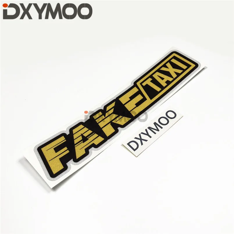 

2PCS Warning Motorcycle Helmet Bike Stickers FAKE TAXI Funny Stop Anywhere Car Vinyl Decal 18x3.8cm