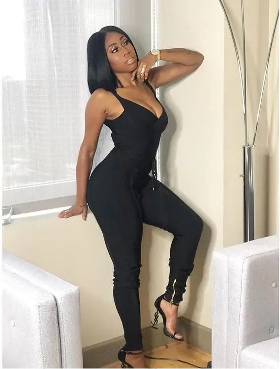 Высокое качество пикантные черные сапоги бинты комбинезон трикотажные Bodycon дизайнер повязку комбинезон