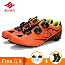 Santic/Мужская обувь для езды на велосипеде с подошвой из углеродного волокна; светильник; обувь для велосипеда; дышащая обувь для велосипеда; кольцевое выравнивание; европейские размеры 39-45