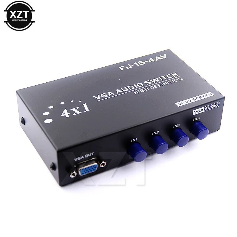 KVM Switches 4 портовый аудио коммутатор VGA широкий экран нажмите переключатель для HDTV